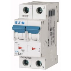 PLS6-B20/2-MW 242855 EATON ELECTRIC Over current switch, 20A, 2 p, type B characteristic
